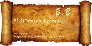 Blázsits Bodony névjegykártya